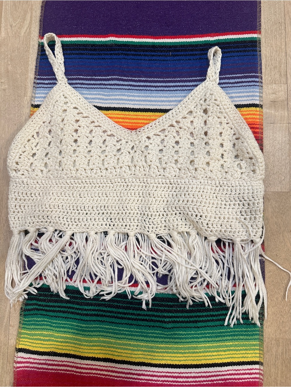 Forever 21 Cream Crochet Fringe Cami